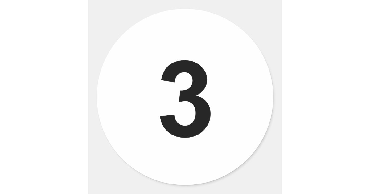 Sticker Number Three 3 - number three classic round sticker | Zazzle