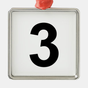 3 - number three metal ornament