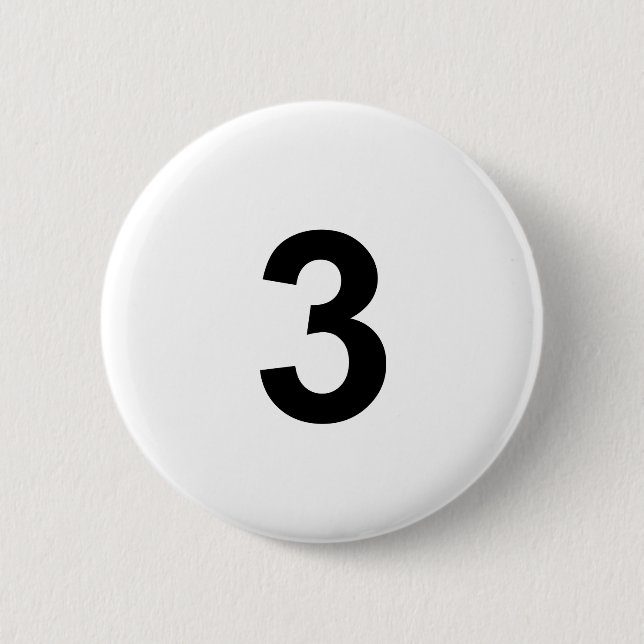 3 - number three pinback button (Front)