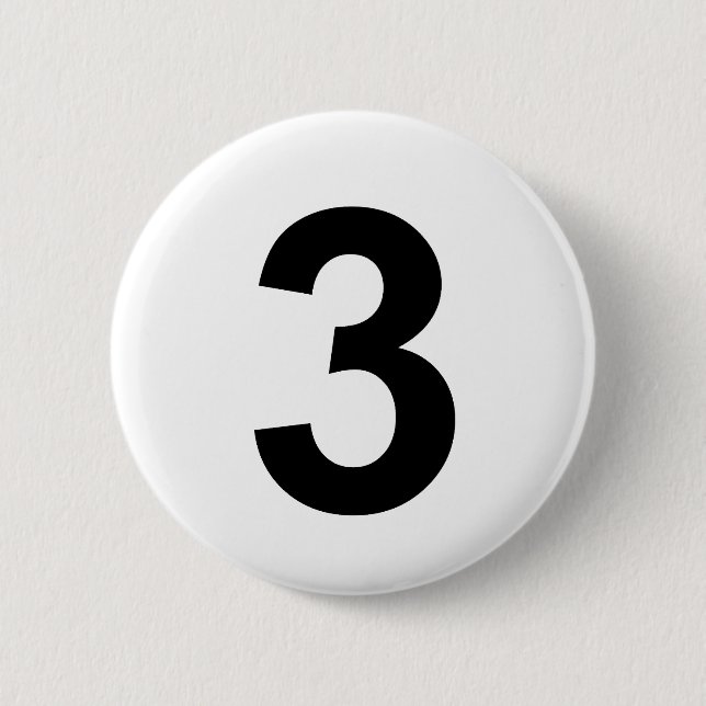 3 - number three pinback button (Front)