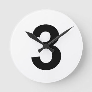 3 - number three round clock