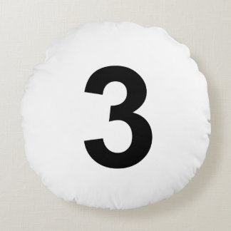 3 - number three round pillow