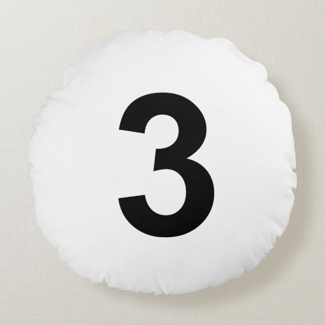 3 - number three round pillow (Front)