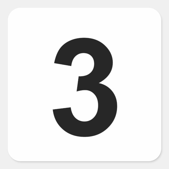 3 - number three square sticker (Front)