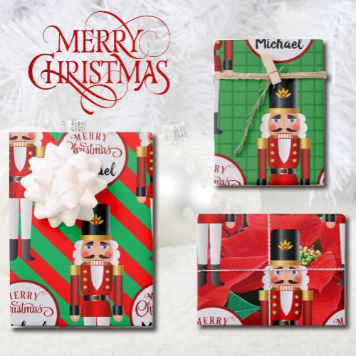 3 Nutcracker Add Name of Recipient Christmas Wrapping Paper Sheets