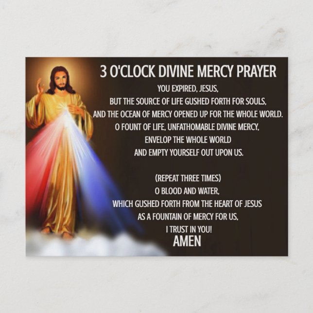 3 O’Clock Divine Mercy Prayer Card (Front)