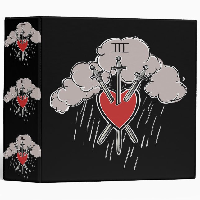 3 of Swords Love Heart Tarot Illustration 3 Ring Binder (Front/Spine)