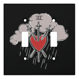 3 of Swords Love Heart Tarot Illustration Light Switch Cover