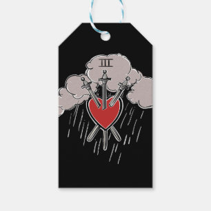 3 of Swords Love Heart Tarot Illustration Three Gift Tags