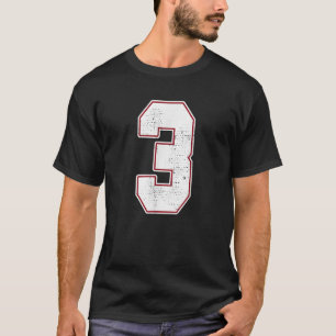 3 Outline Number 3 Fan Varsity Sports Team Blue J T-Shirt