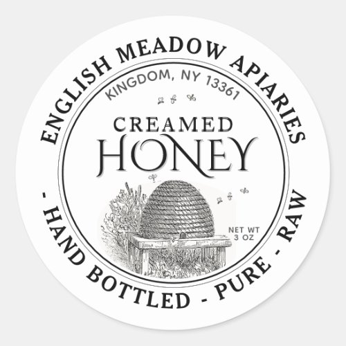 3 OZ CREAMED Honey Label Hand Bottled Raw Skep