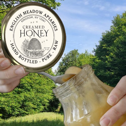 3 OZ CREAMED Honey Label Hand Bottled Raw Skep