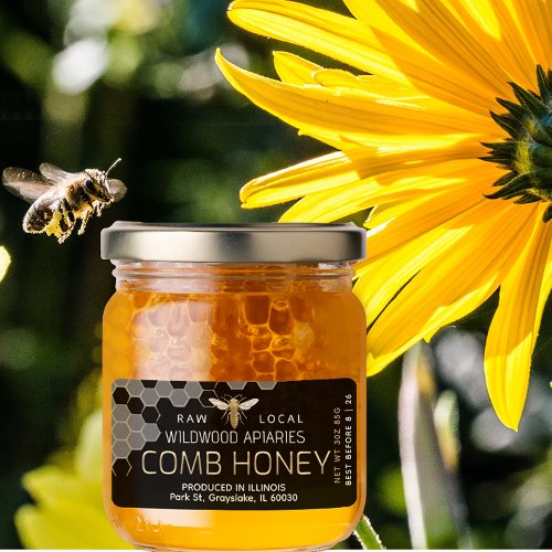 3 oz Honey Jar Label Queen Bee Comb Honey