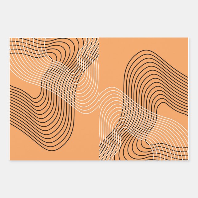 3-Pack Modern Arch Line Art Wrapping Paper Sheets (Front)