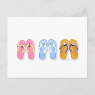 3 Pairs of Flip-Flops Postcard