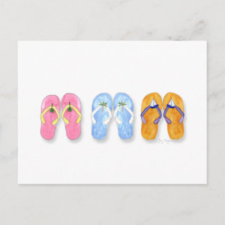 3 Pairs of Flip-Flops Postcard