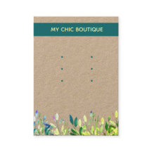 3 pairs Stud Earring Display Kraft Floral Teal