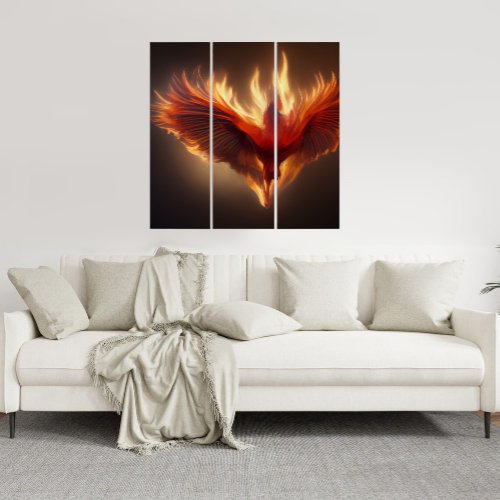 3 Panel Wall Art Abstract Phoenix Rising Triptych