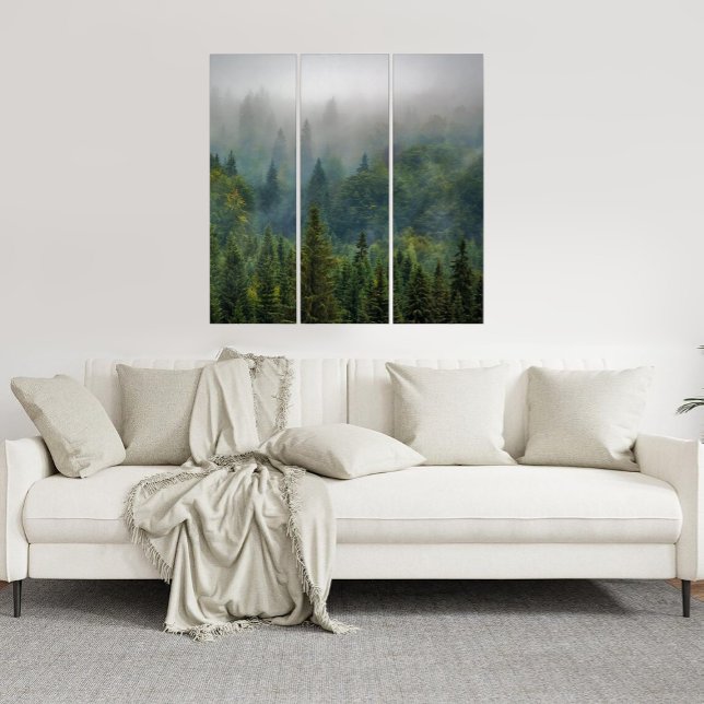 3 Panel Wall Art Foggy Forest Landscape Triptych  (Creator Uploaded)