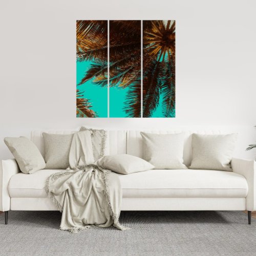 3 Panel Wall Art Palm Tree Tropical Triptych
