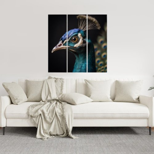 3 Panel Wall Art Peacock Bird Nature Triptych