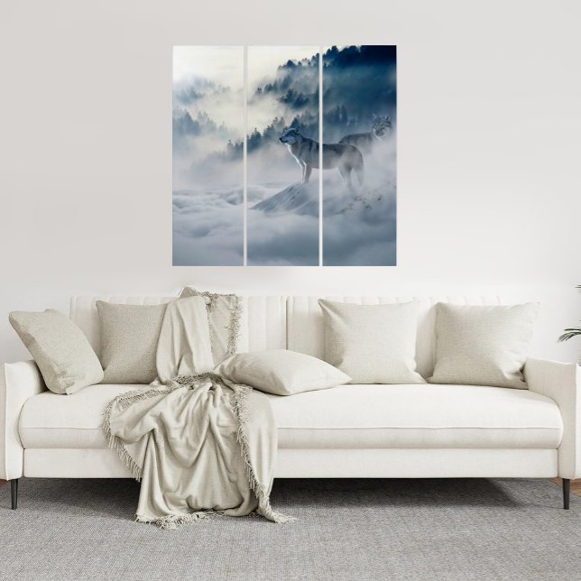 3 Panel Wall Art Wolf in Winter Snow Triptych (Creator Uploaded)