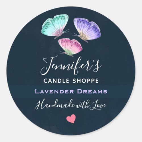 3 Pastel Watercolor Butterflies Soap  Candle Classic Round Sticker