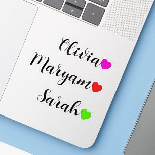 3 PCs - Name with Heart Vinyl Decal Stickers