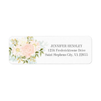 #3 Peach Watercolor Roses Return Address| Label by dmboyce at Zazzle