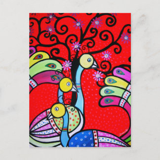 3 PEACOCKS POSTCARD