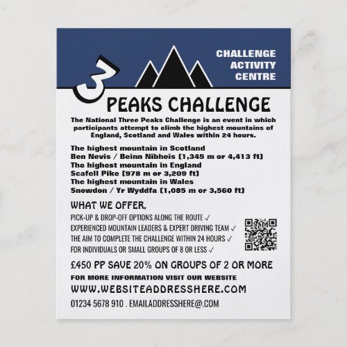 3 Peaks Challenge Mountaineering Company Advert Flyer