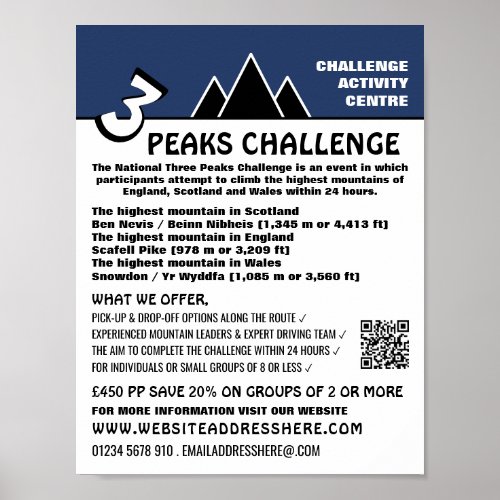 3 Peaks Challenge Mountaineering Company Advert Poster