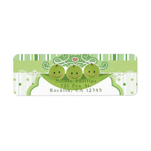 3 Peas in a Pod Triplets Baby Shower Invitation Label