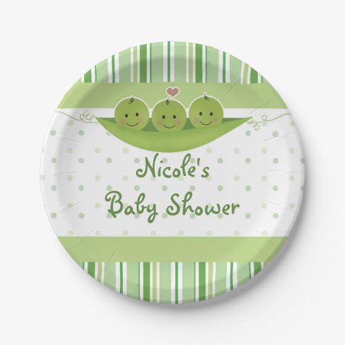 3 Peas in a Pod Triplets Baby Shower Party Custom Paper Plates