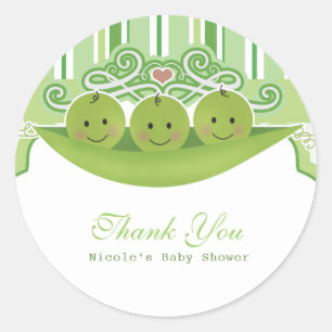 3 Peas in a Pod Triplets Baby Shower Party Favor Classic Round Sticker