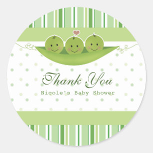 3 Peas in a Pod Triplets Baby Shower Party Favor Classic Round Sticker