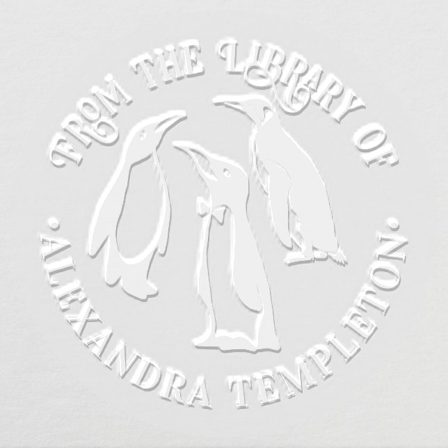 3 Penguins Silhouette “From the Library of” Name Embosser (Design)