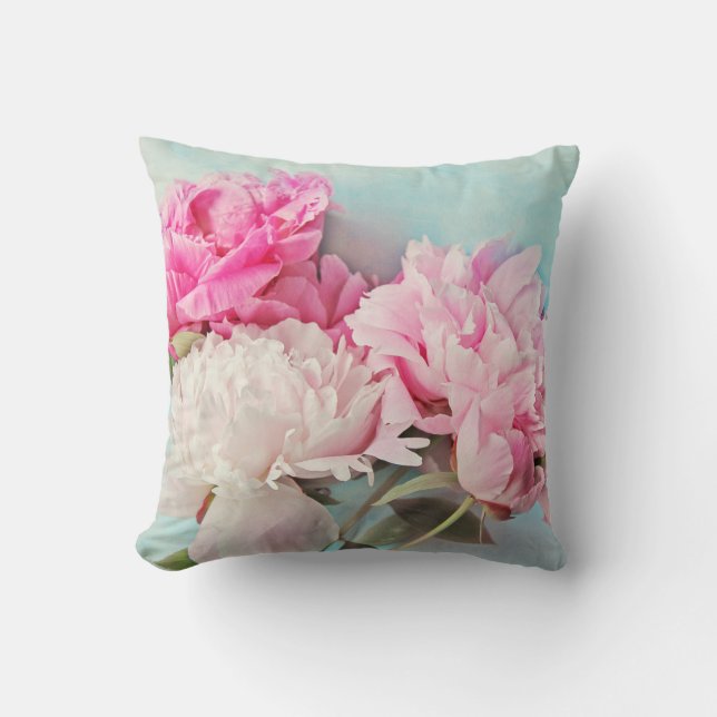 3 peonies throw pillow (Front)