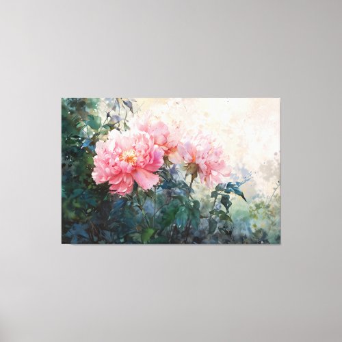 3 Peony TV2  Art Pink Stretched Canvas Print
