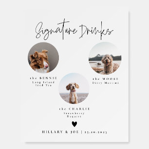 3 Pet Elegant Calligraphy Signature Drinks Wedding Foam Board