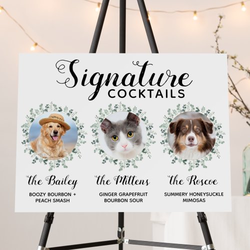 3 Pets Signature Drinks Custom Wedding Bar Sign