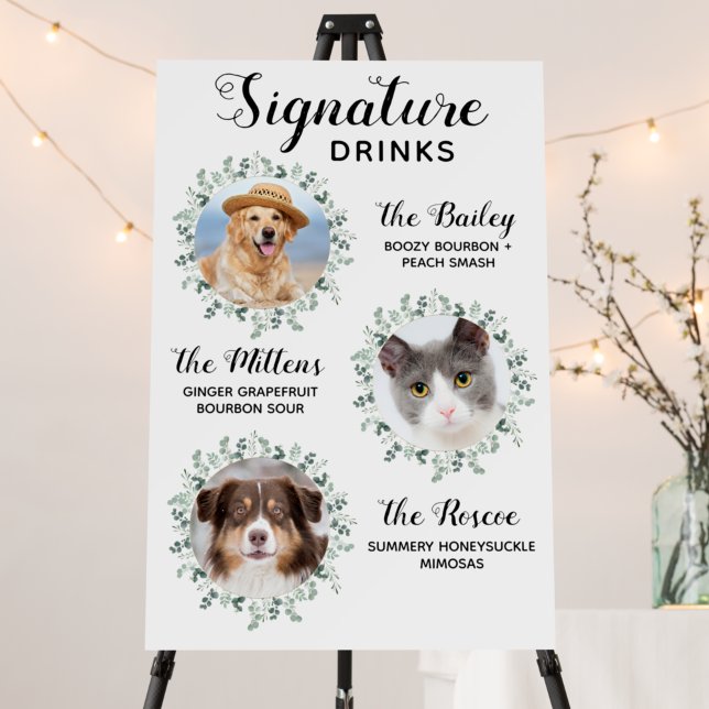 3 Pets Signature Drinks Custom Wedding Bar Sign (Creator Uploaded)