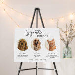3 Pets Signature Drinks Sign Wedding Bar Sign<br><div class="desc">Include your fur babies in your wedding with this cute editable pet wedding signature drink sign that features a circle frame to feature your pet's picture along with your signature wedding drink and recipe.</div>
