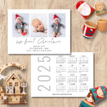 3 Photo 2025 Calendar Baby 1st Christmas Holiday Card<br><div class="desc">3 Photo 2025 Calendar Baby 1st Christmas. Available digitally and printed. Celebrating your new arrival along with your festive greetings. My First Christmas is on a set stylish script. Easily replace the sample three images with your own and personalise with your names on the front and happy new year greeting...</div>