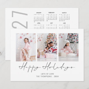 3 Photo 2027 Calendar Christmas Happy Holidays Holiday Card