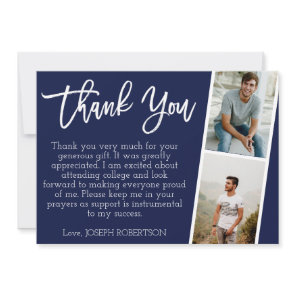 3 Photo (2+1) Script Graduation Thank You Card