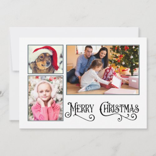 3 Photo 2 Sided Merry Christmas  Holiday Card
