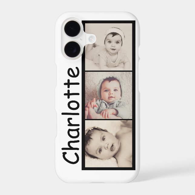3 Photo And Name Unique Custom Made Personalized Case-Mate iPhone Case (Back)