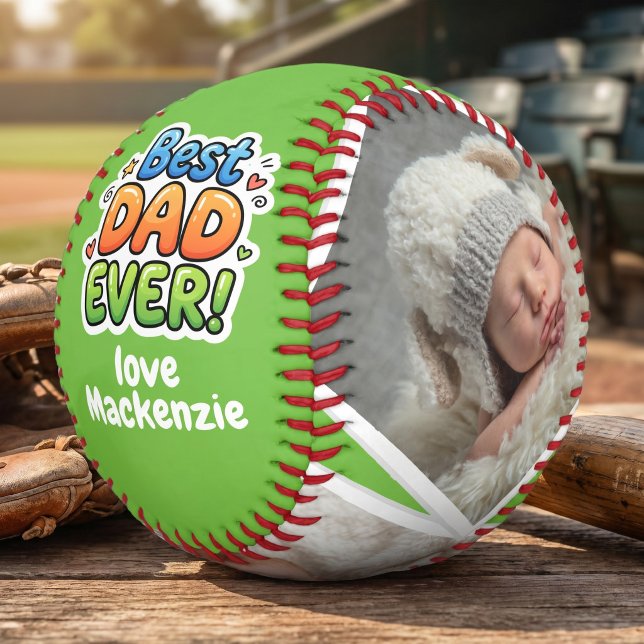 3 Photo and Text Personalized Best Dad Ever Baseball (3 Photo and Text Personalized Best Dad Ever Baseball
by Ricaso . Father's day gift ideas from child.)