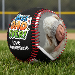 3 Photo and Text Personalized Best Dad Ever Softball